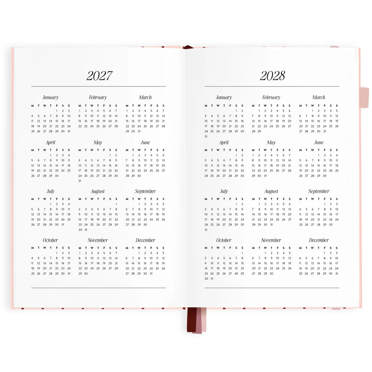 2027 A5 Horizontal Planner | Rose Pinstripe