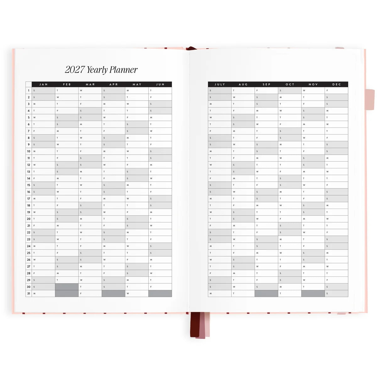 2027 A5 Horizontal Planner | Rose Pinstripe