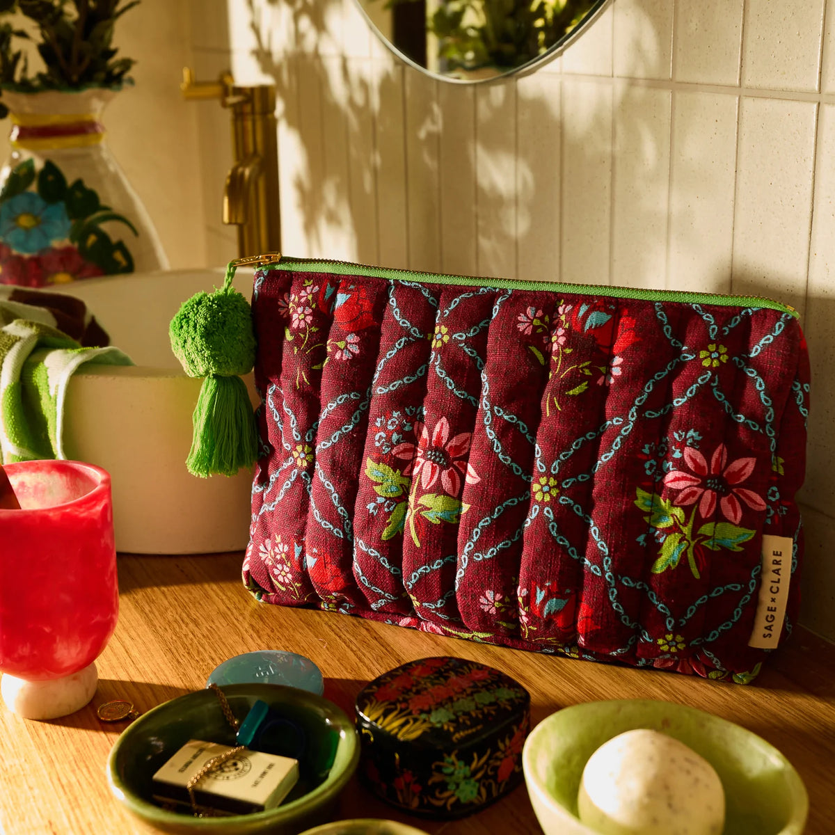 Norali Quilted Cosmetic Bag | Sienna