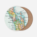 The 100 Percent NZ Auckland Vintage Map Coaster on a blank background