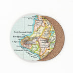 The 100 Percent NZ Taranaki Vintage Map Coaster on a blank background