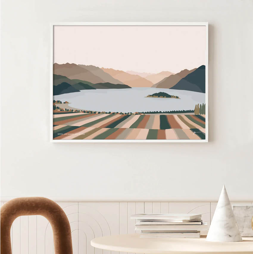 The Bridget Hall Rippon Art Print in a white frame on a wall