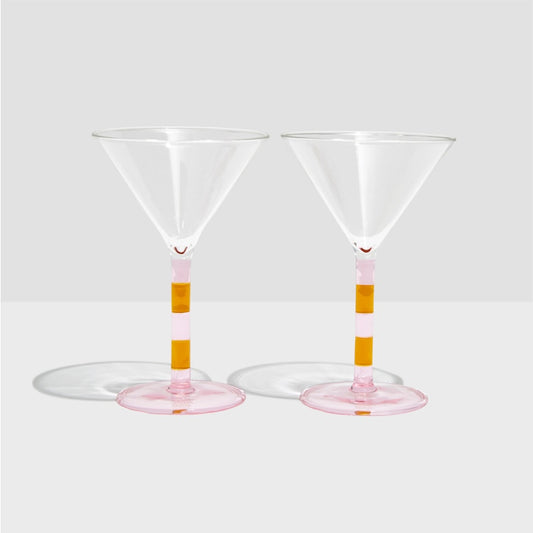 Stripe Martini Glasses | Pink + Amber