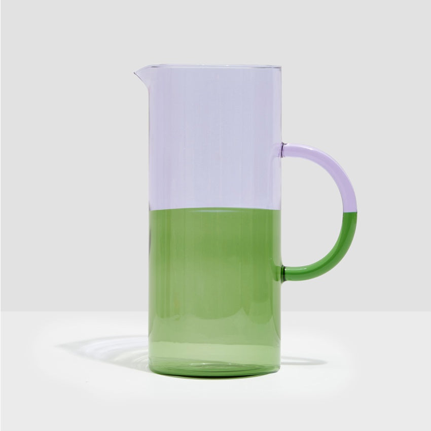 The Fazeek Two Tone Pitcher in Lilac and Green on a blank background