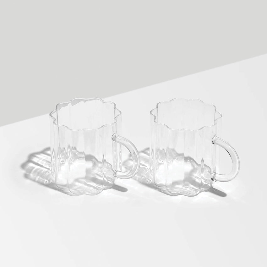 The Fazeek Wave Mugs in Clear on a blank background