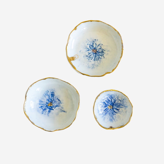 Cornflower Bowl with Gold
