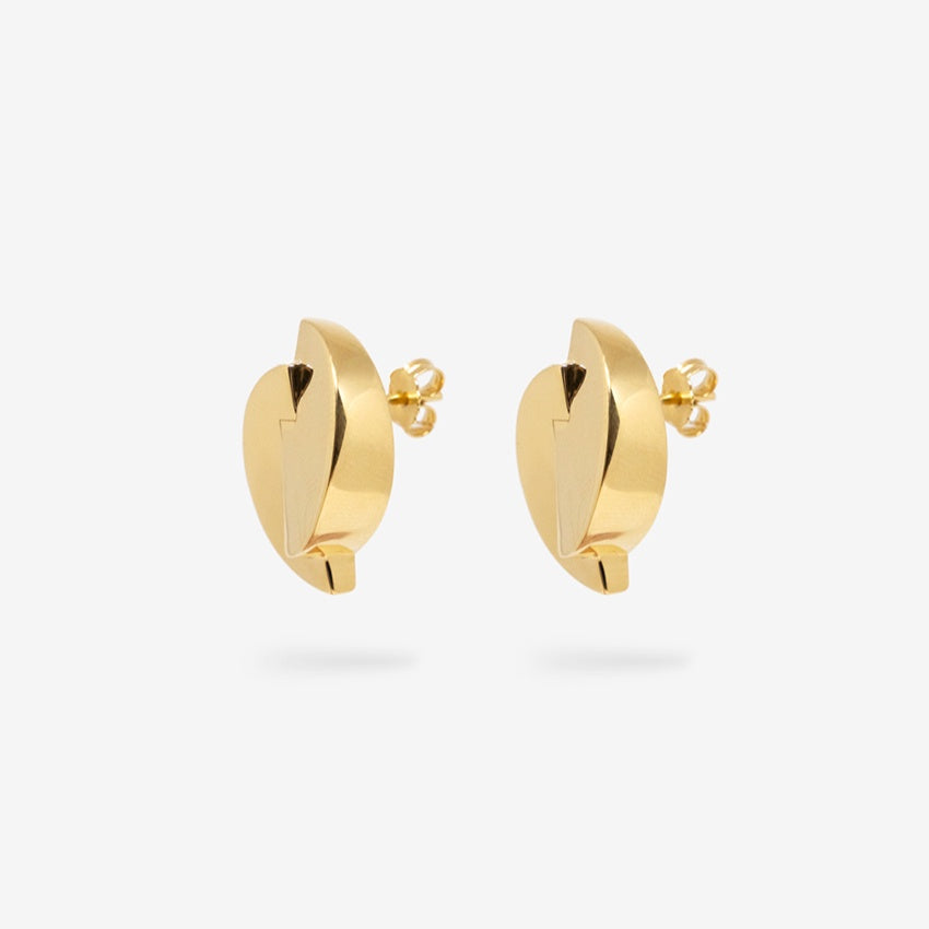 The Nina Gordon 1989 Dome Earrings in Gold on a blank background