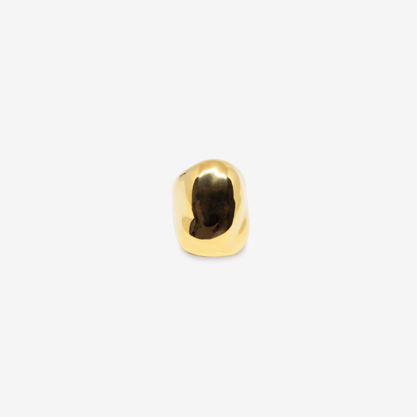 The Nina Gordon Dylan Dome Ring in Gold on a blank background