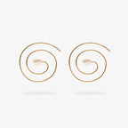 The Nina Gordon Swirl Spiral Earrings in Gold on a blank background