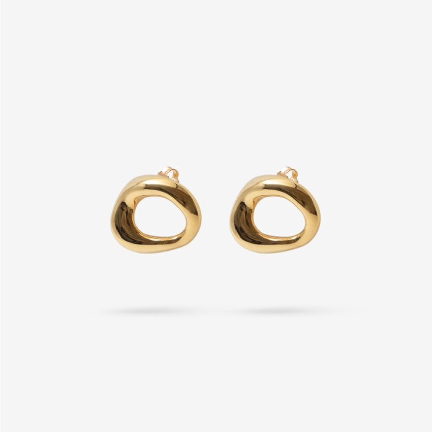 The Nina Gordon Verge Studs in Gold on a blank background