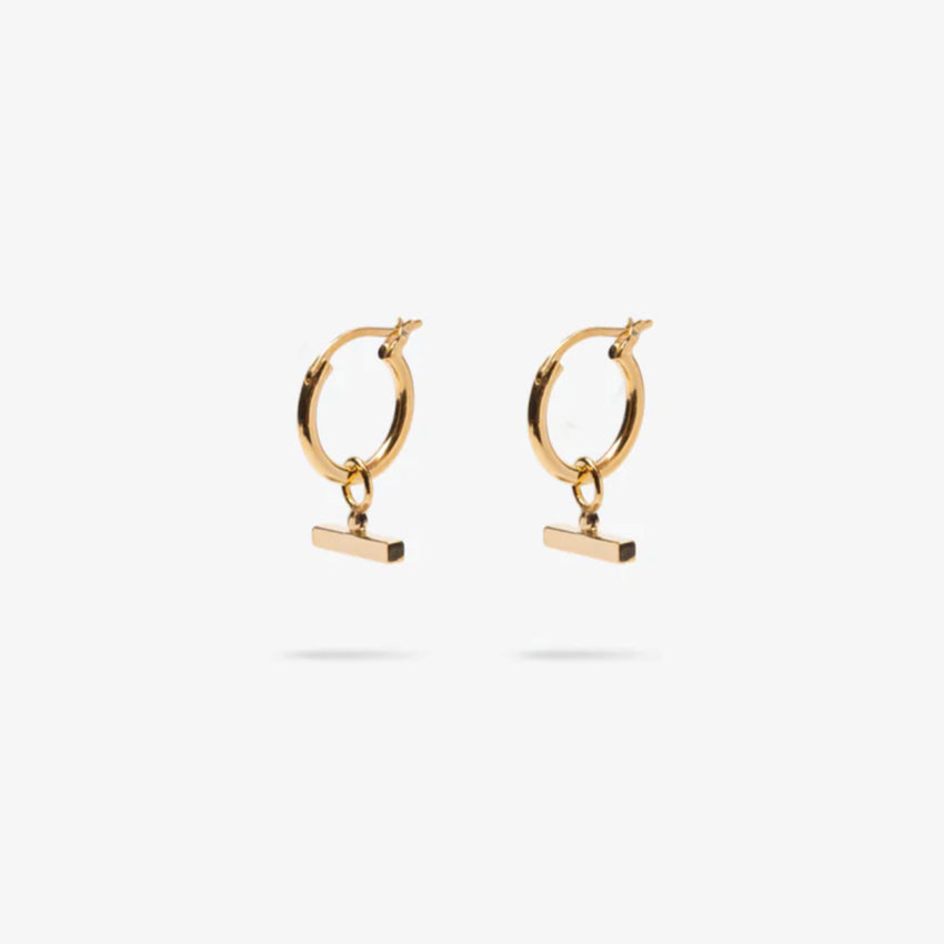 Nina Gordon Chloe Sleeper Hoops in Gold Vermeil on a blank background