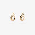 The Nina Gordon Venus Hoops Small in Gold on a blank background