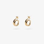 The Nina Gordon Venus Hoops Small in Gold on a blank background