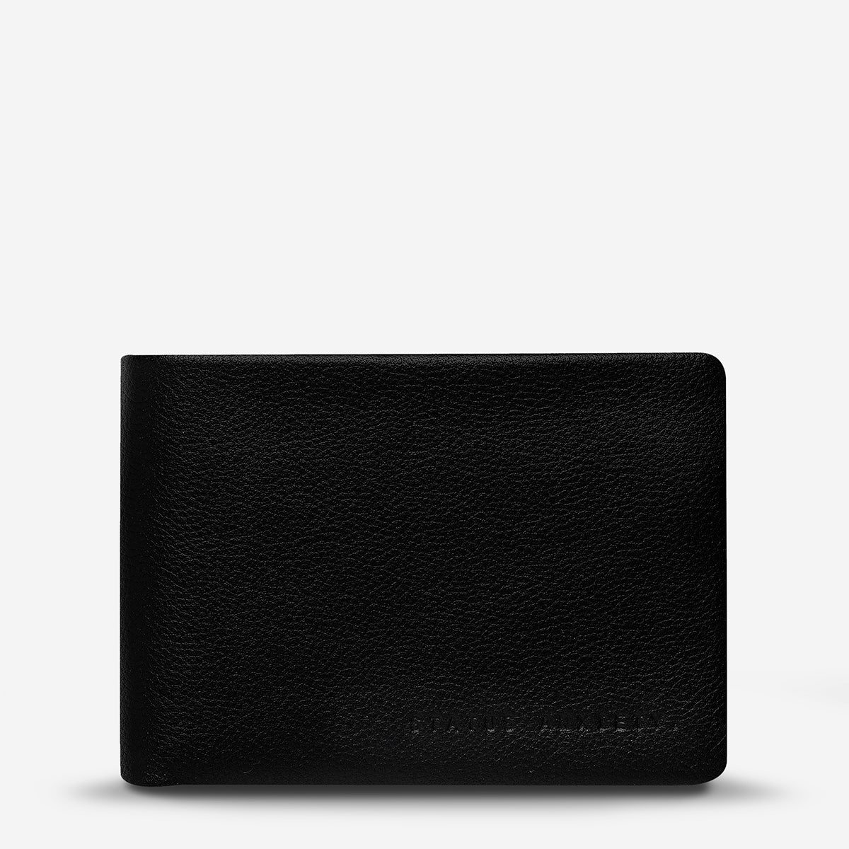 The Status Anxiety Jonah Wallet in Black on a blank background