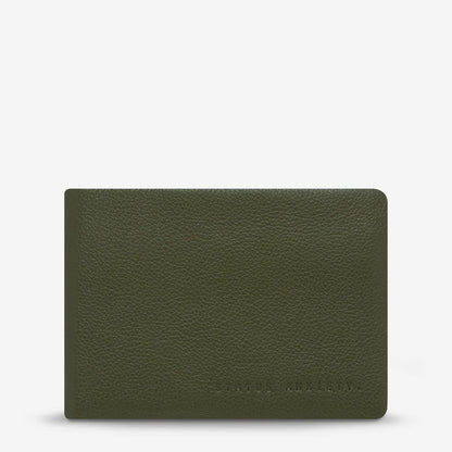 The Status Anxiety Jonah Wallet in Khaki on a blank background