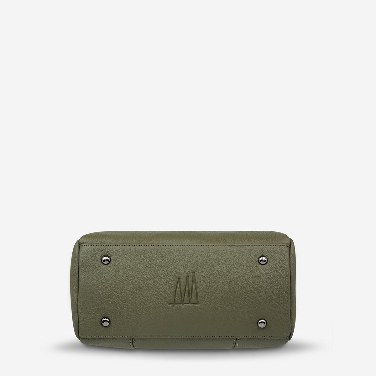 The bottom of the Status Anxiety Last Mountains Bag in Khaki 