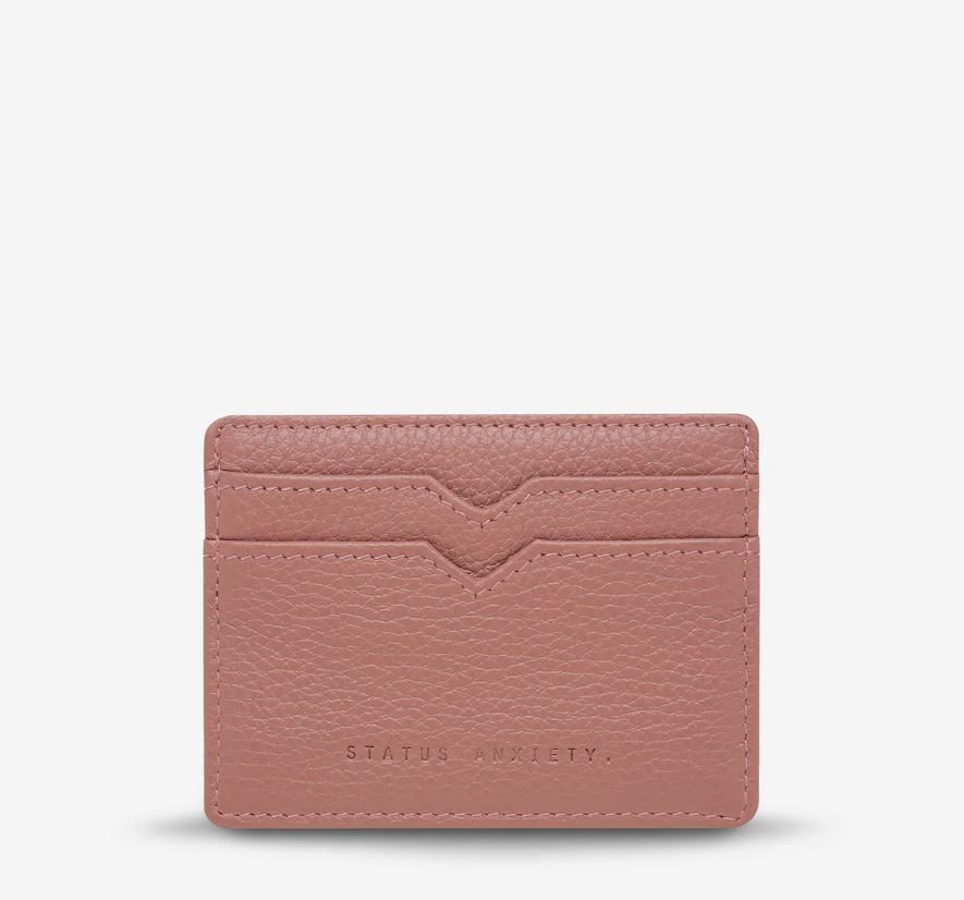 The Status Anxiety Together For Now Wallet in Dusty Rose on a blank background
