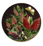 The Wolfkamp & Stone Placemat in Hebe and Moth on a black background