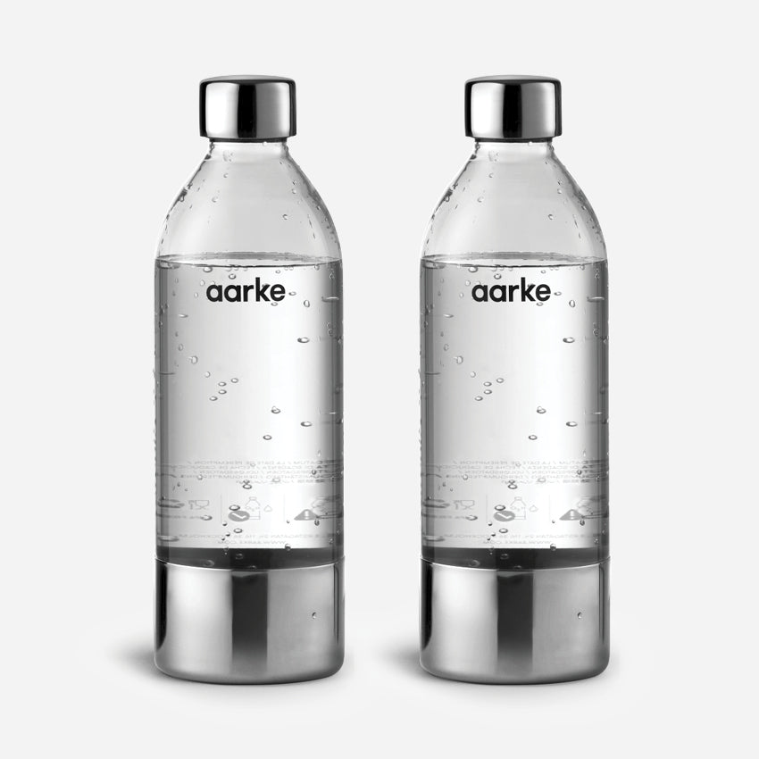 The Aarke PET Water Bottle 2 pack on a blank background