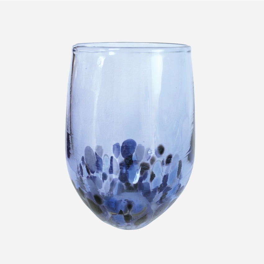 The Amokura Tumbler Glass in Sky Blue on a blank background