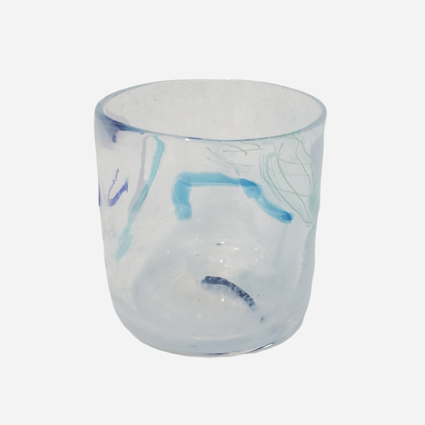 The Amokura Glass Bach Cup in Pastel Blue on a blank background