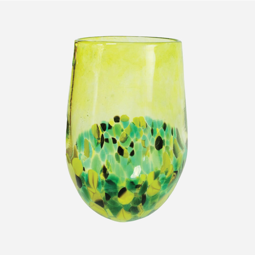 The Amokura Tumbler Glass in Green on a blank background