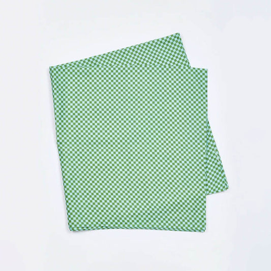Tiny Checkers Blue Green Tablecloth