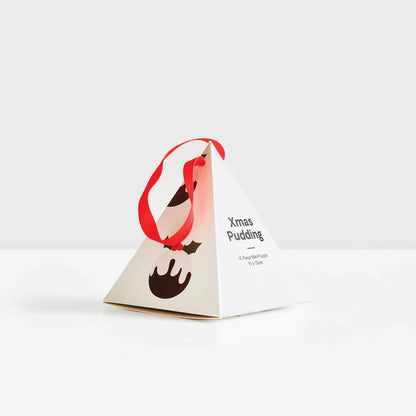 The Father Rabbit Hanging Gift Box in Xmas Pudding on a blank background