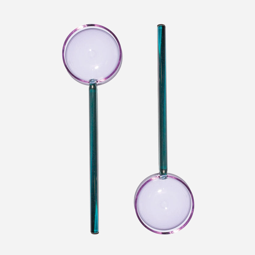 The Fazeek Salad Servers in Teal and Lilac on a blank background