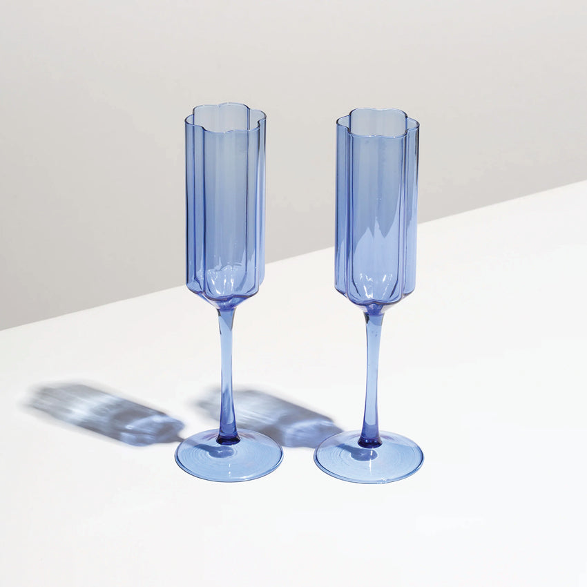 The Fazeek Wave Flutes in Blue on a blank background