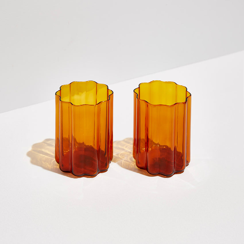 The Fazeek Wave Glasses in Amber on a blank background