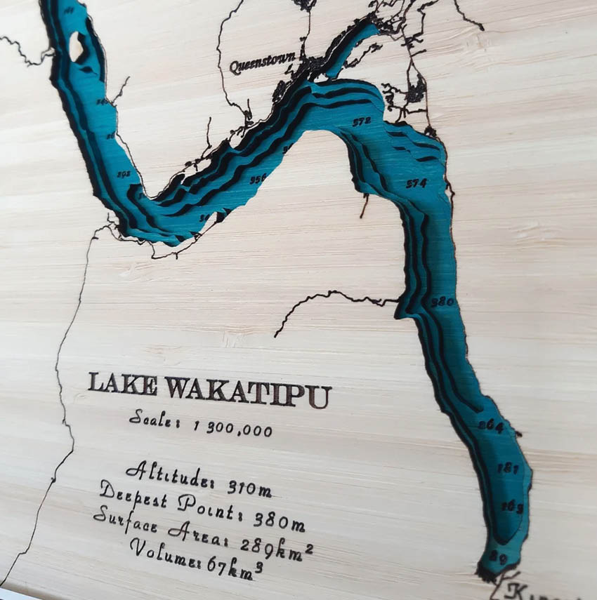 Lake Wakatipu Map 30x38