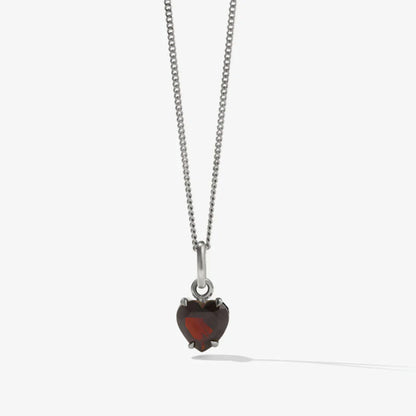 The Meadowlark Heart Jewel Necklace in Silver on a blank background.