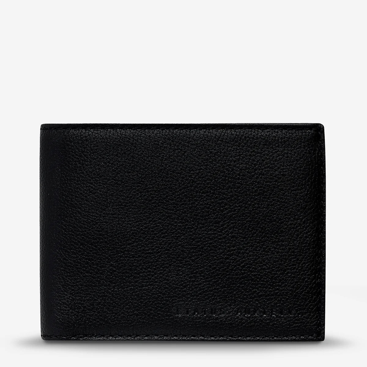 The Status Anxiety Noah Wallet in Black on a blank background
