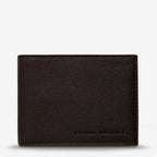 The Status Anxiety Noah Wallet in Chocolate on a blank background