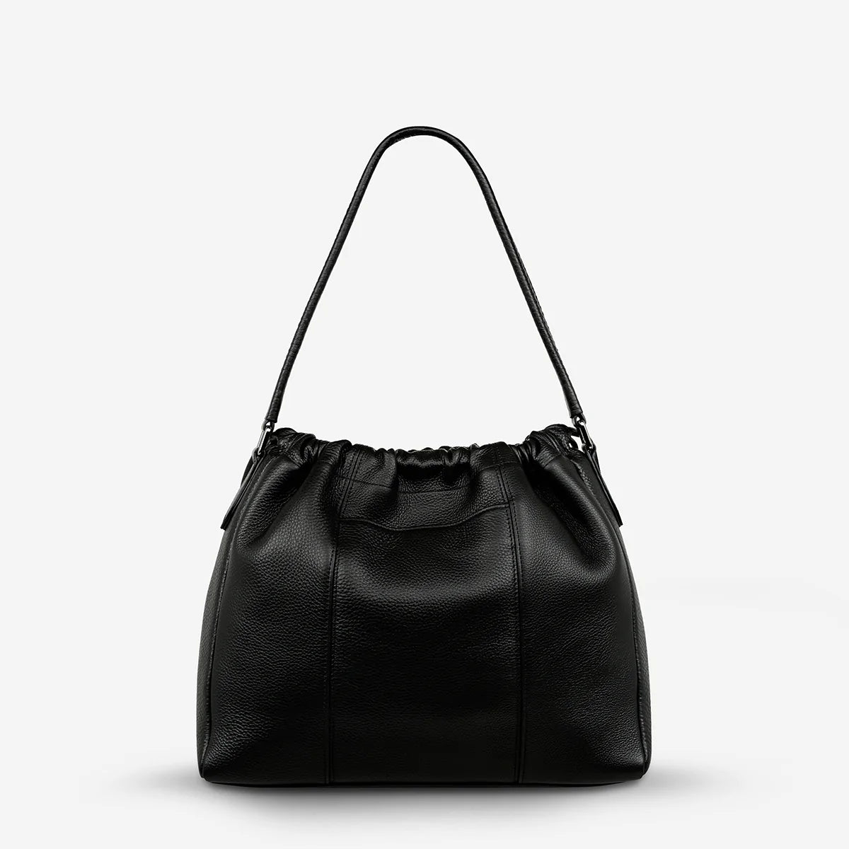 The back of the Status Anxiety Point Of No Return Bag in Black on a blank background