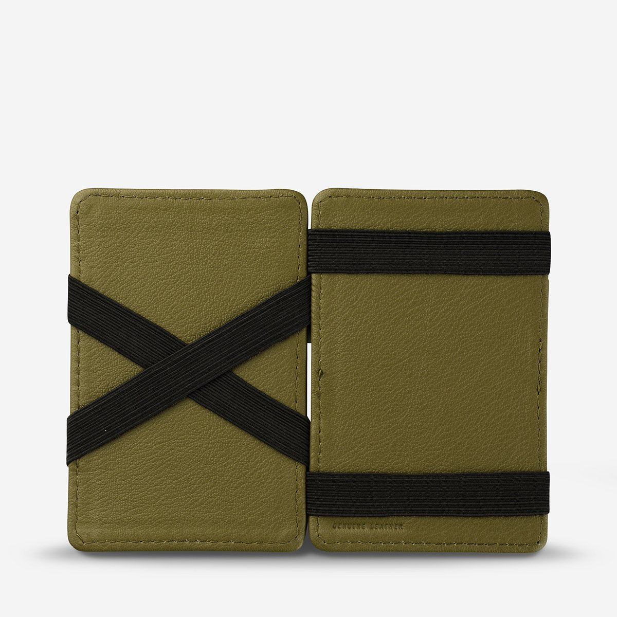 Status Anxiety Flip Wallet in Khaki Opened