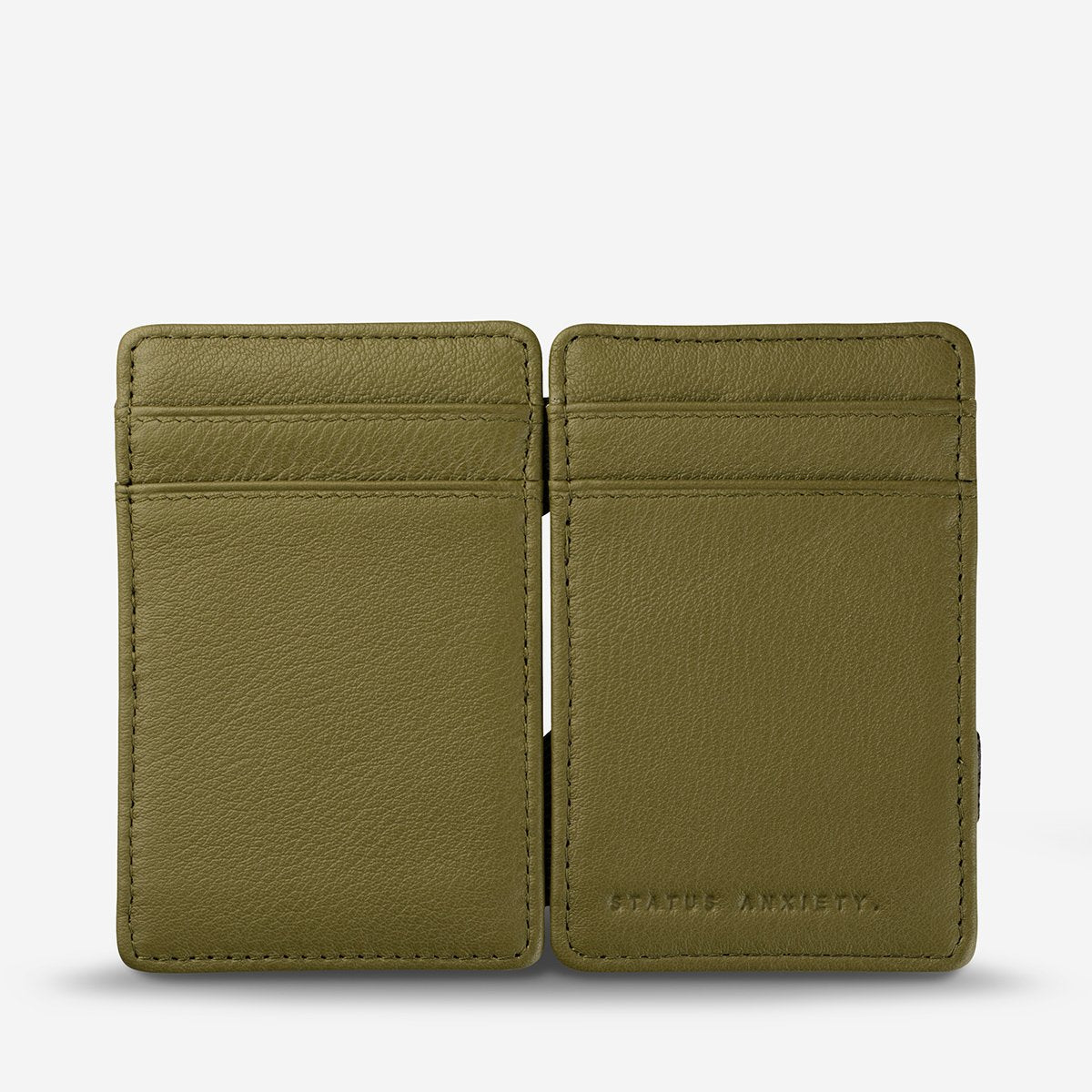 Status Anxiety Flip Wallet in Khaki Opened