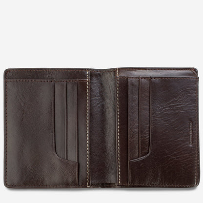 Status Anxiety Nathaniel Wallet in Chocolate Opened