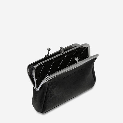 Status Anxiety Volatile Wallet in Black opened on a White Background