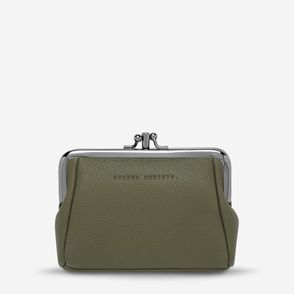 Status Anxiety Volatile Wallet in Khaki on a White Background