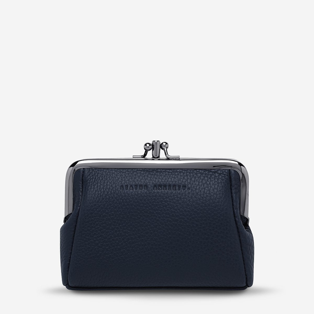 Status Anxiety Volatile Wallet in Navy on a White Background