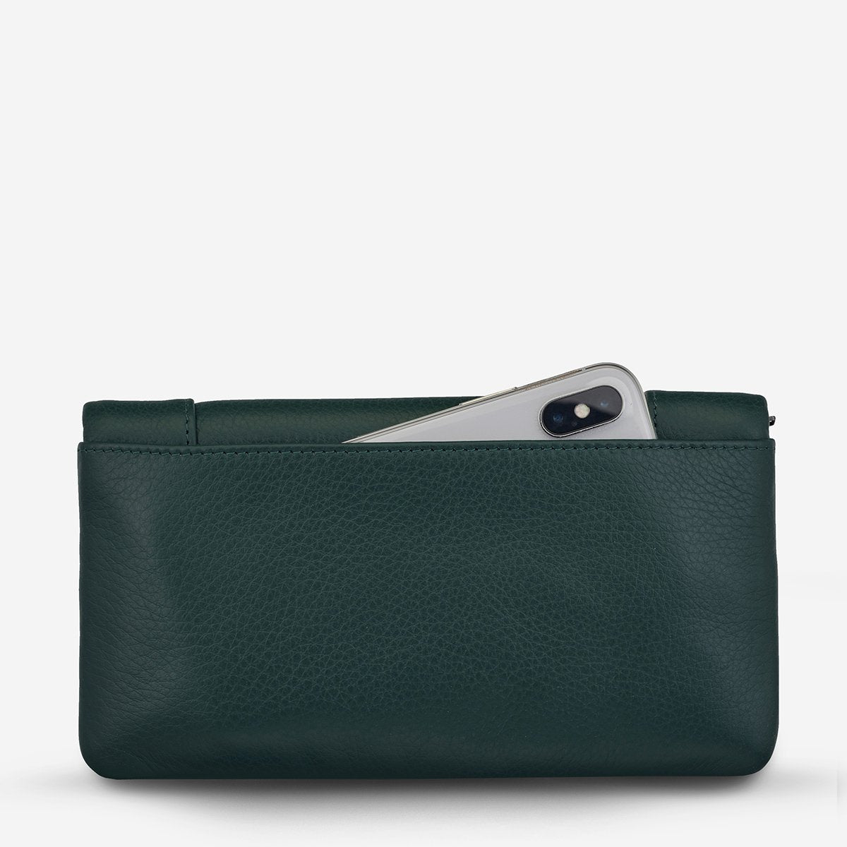 Status Anxiety Some Type of Love Wallet in Teal Back View with iPhone in the pocket