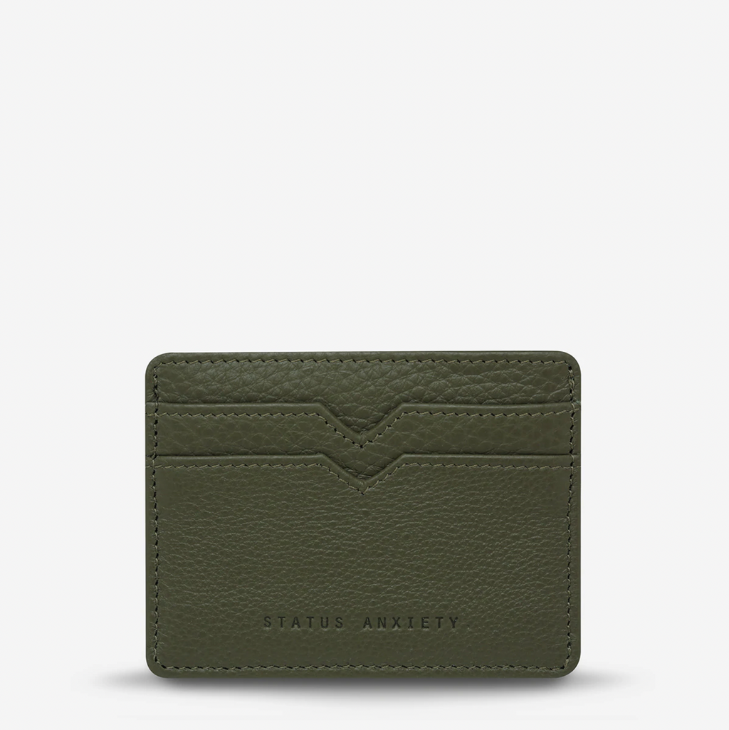 Status Anxiety Together For Now Wallet in Khaki on a blank background