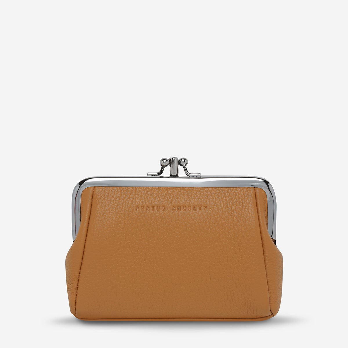 Status Anxiety Volatile Wallet in Tan on a White Background
