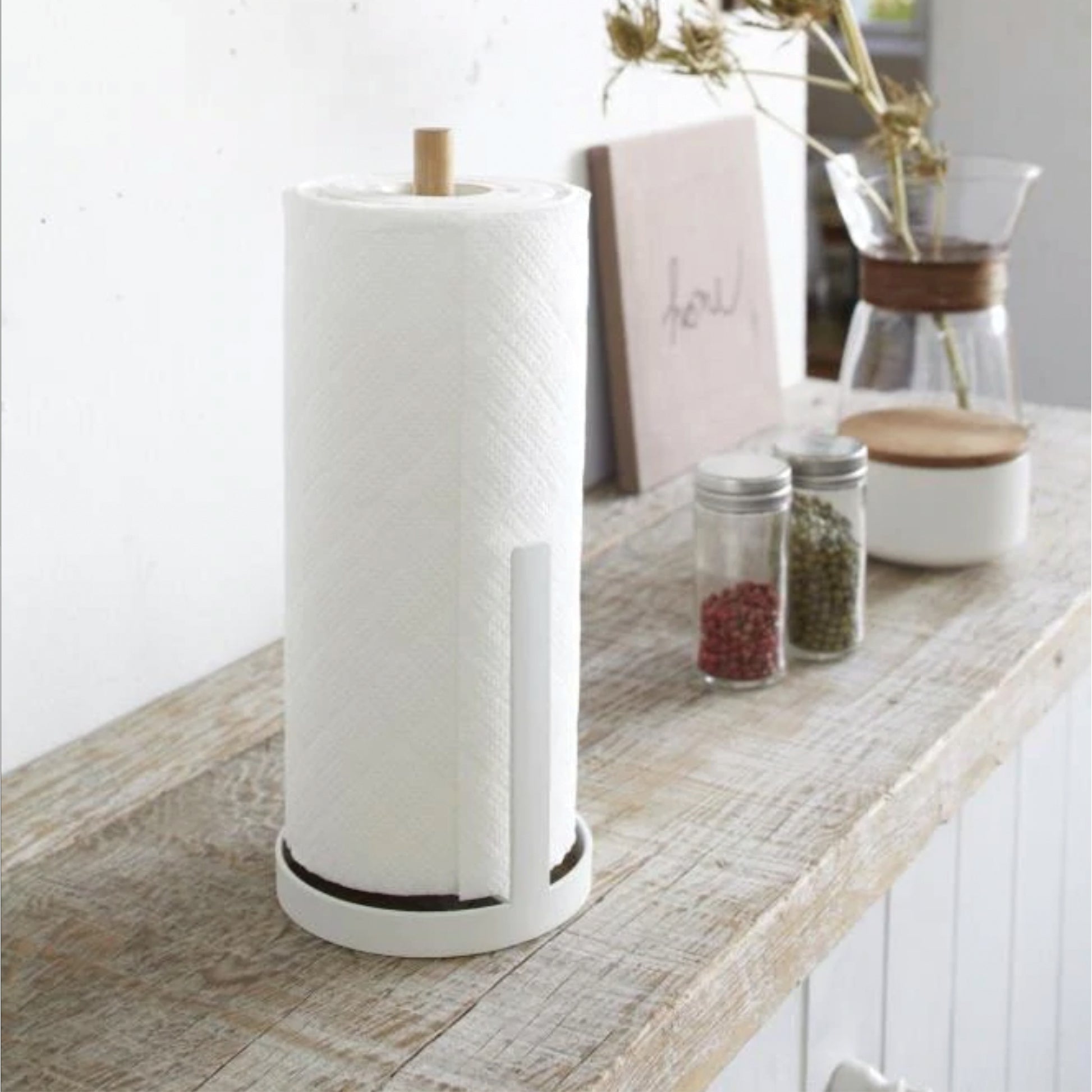 Yamazaki Tosca Paper Towel Holder on kitchen bench 